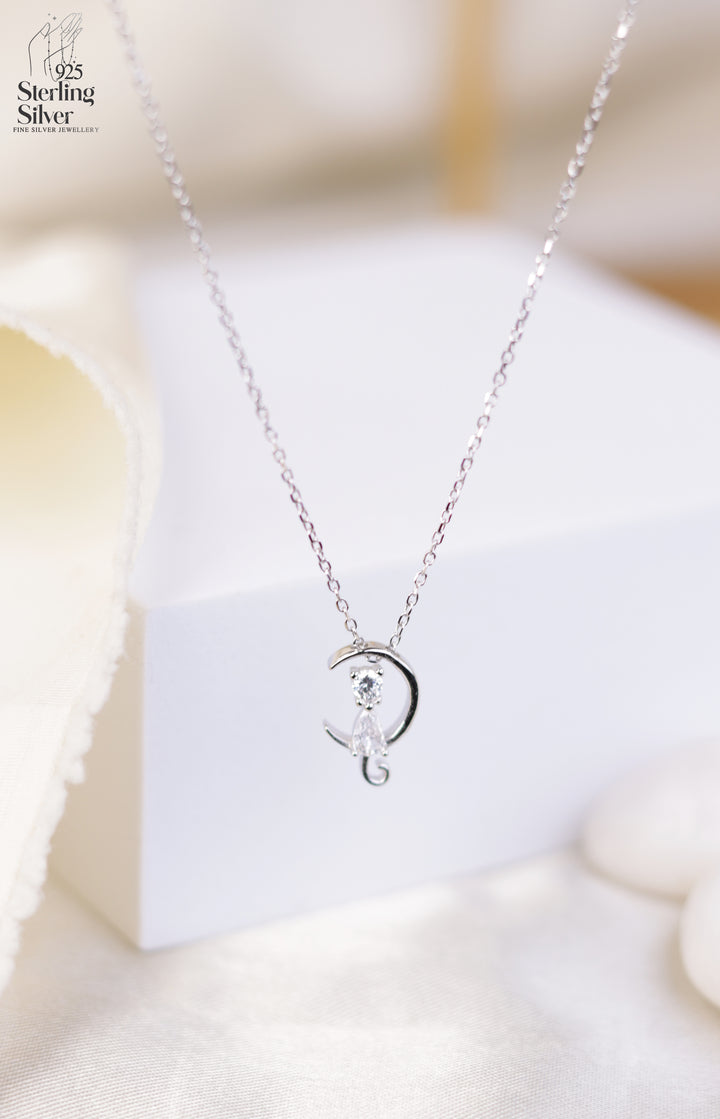 Meow Cat 925 Sterling Silver Chain Pendant