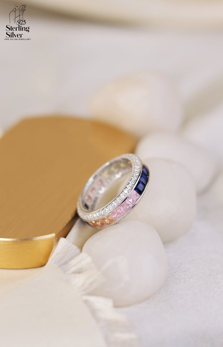 Rainbow 925 Sterling Silver Band Ring