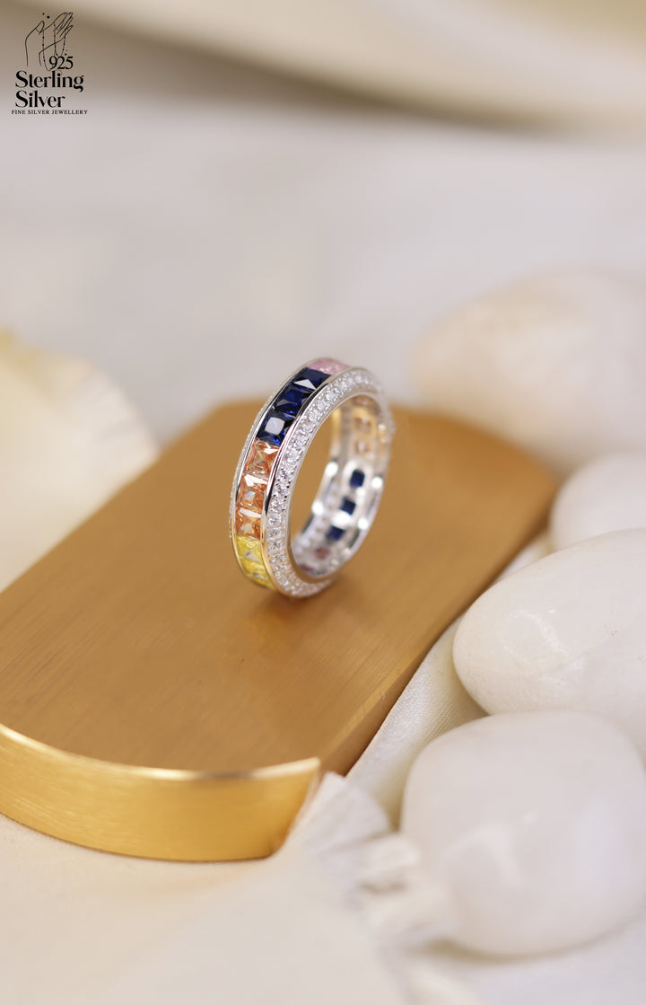 Rainbow 925 Sterling Silver Band Ring