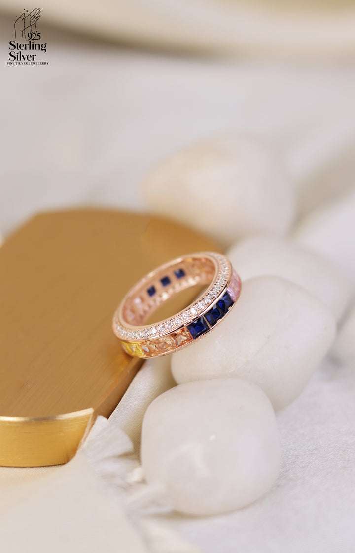 Rainbow 925 Sterling Silver Band Ring