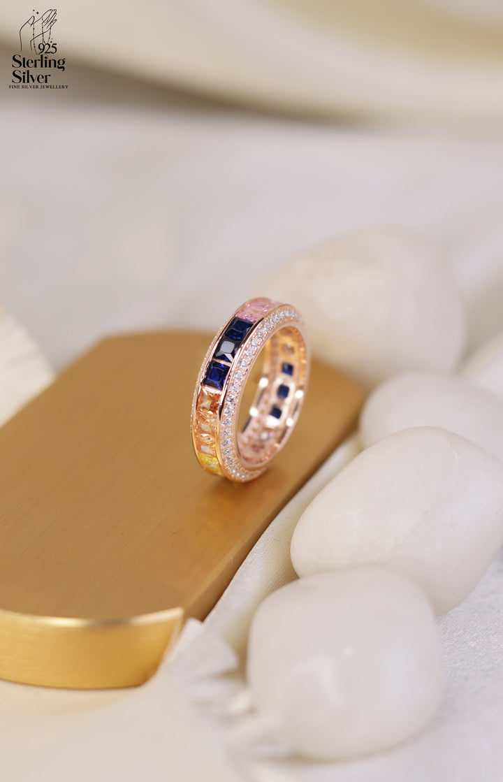 Rainbow 925 Sterling Silver Band Ring