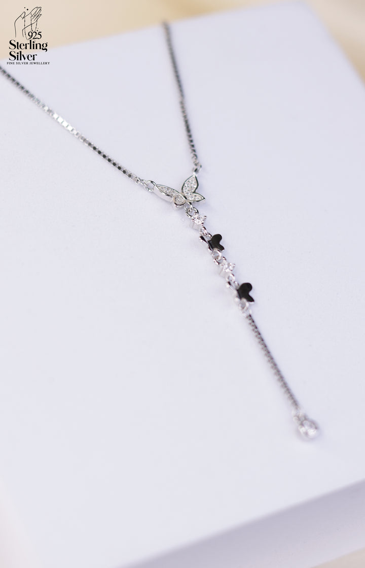 Trio Butterfly 925 Sterling Silver Chain Pendant