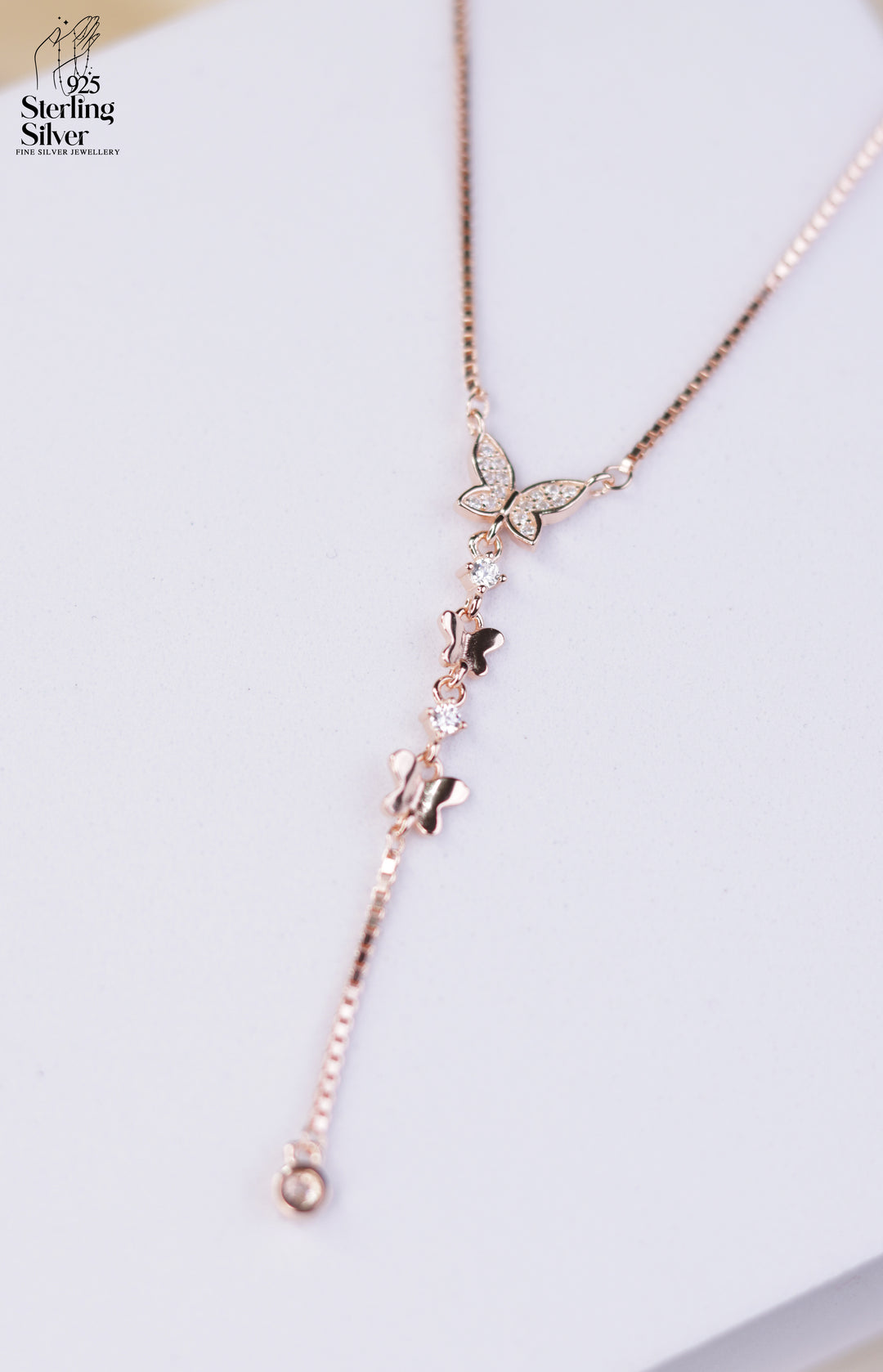 Trio Butterfly 925 Sterling Silver Chain Pendant