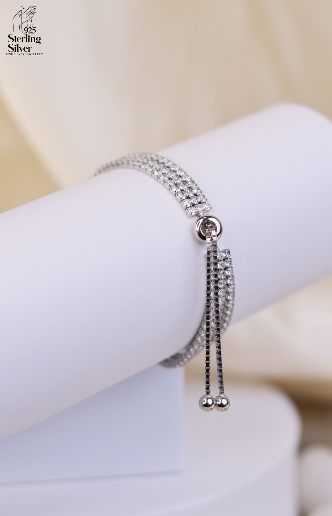 Triple Layered Solitaires Women 925 Sterling Silver Tennis Bracelet