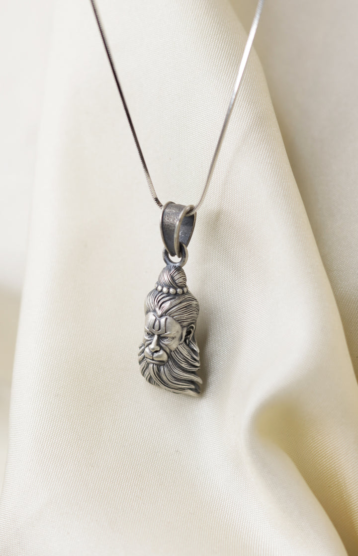 Powerful Lord Hanuman 925 Sterling Silver Chain Pendant