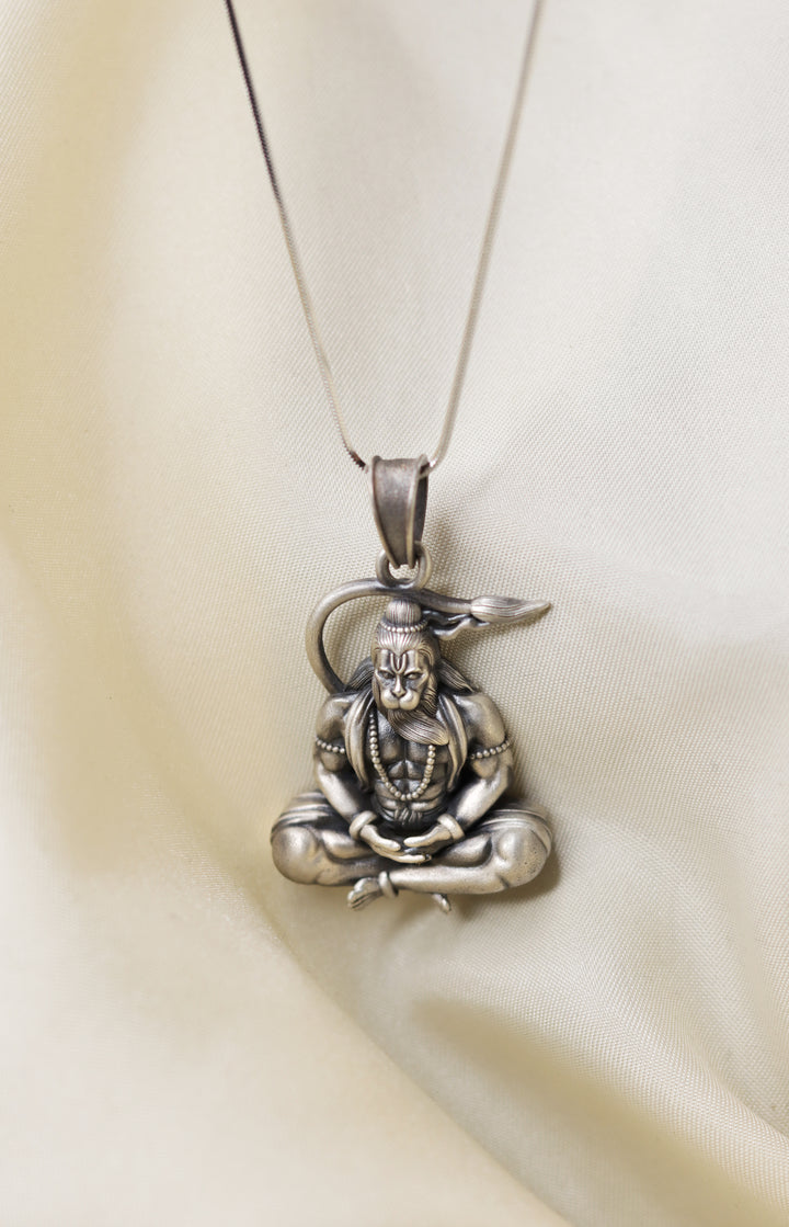 Mighty Lord Hanuman 925 Sterling Silver Chain Pendant
