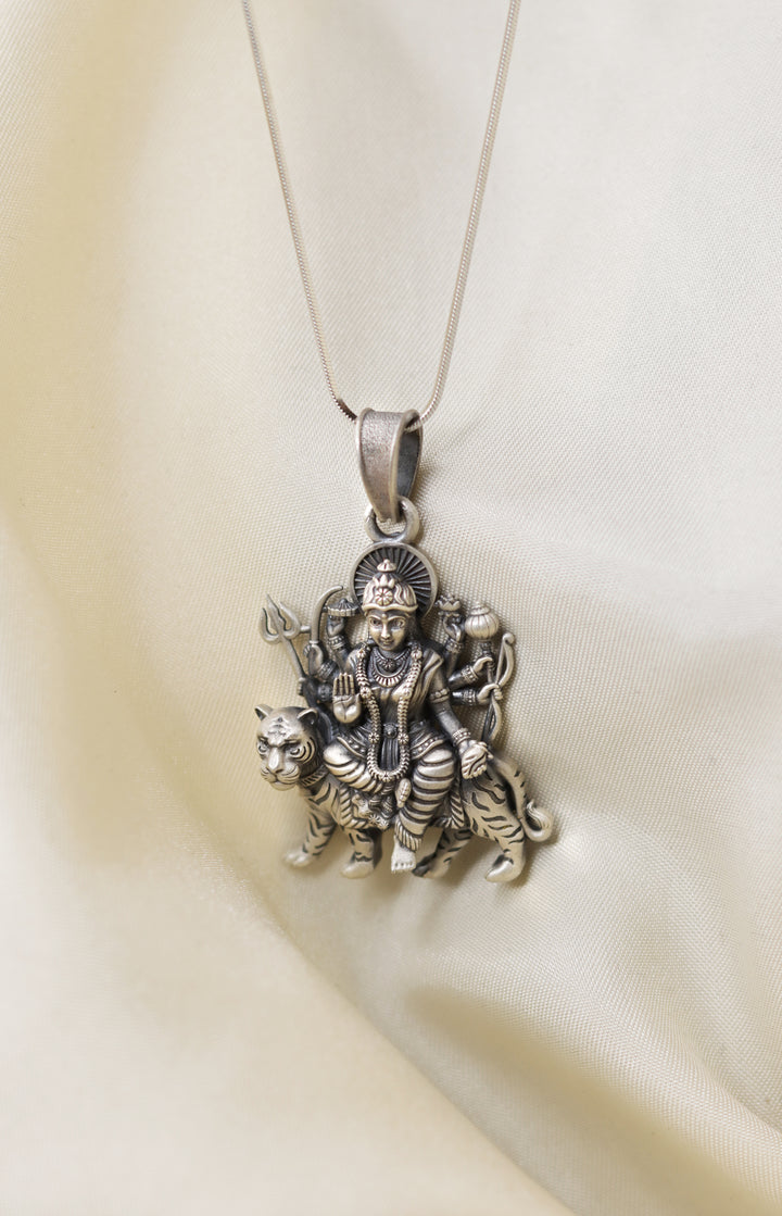 Shree Durga Mata 925 Sterling Silver Chain Pendant