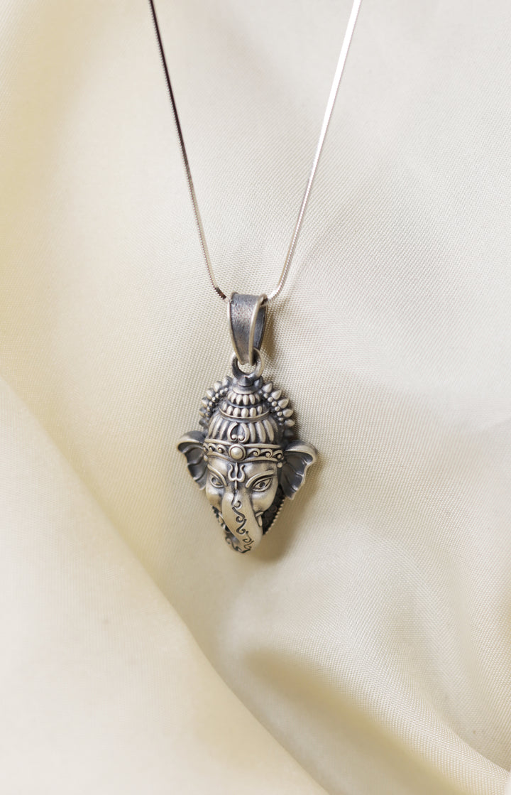 Lord Ganesh 925 Sterling Silver Chain Pendant