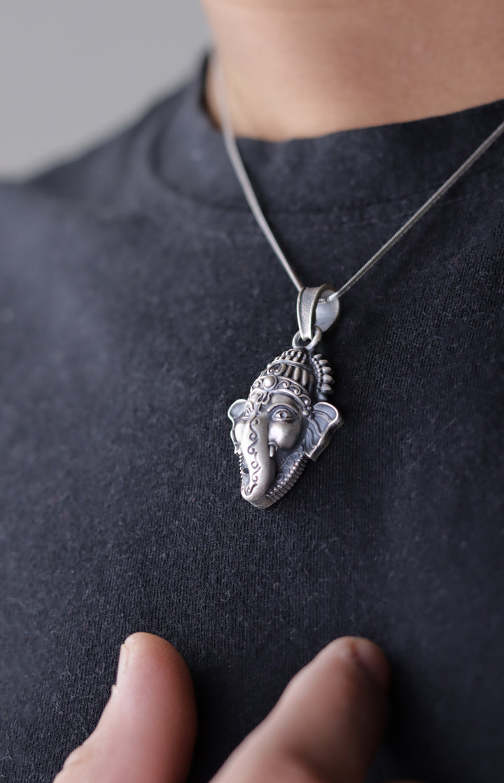 Lord Ganesh 925 Sterling Silver Chain Pendant
