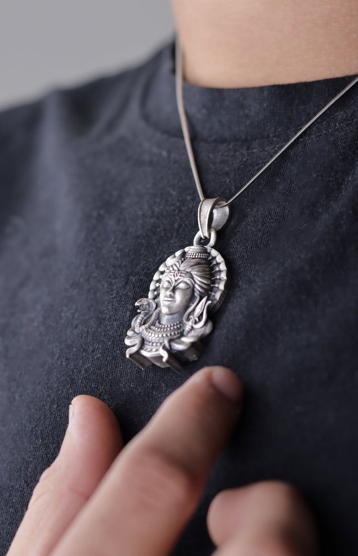 Lord Shiva 925 Sterling Silver Chain Pendant