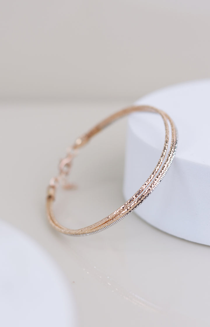 Elegance Dual-Tone Layered 925 Sterling Silver Bracelet