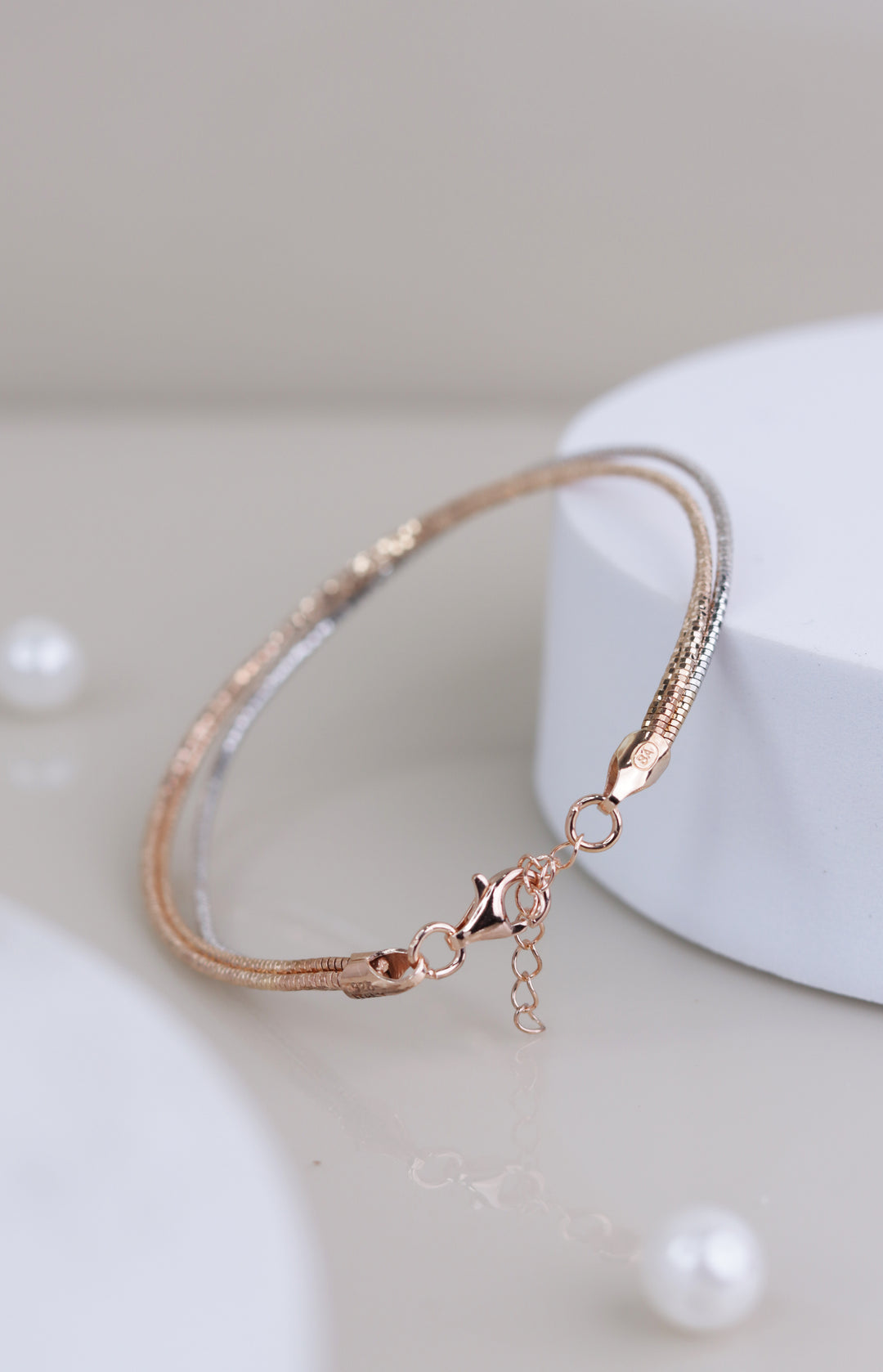 Elegance Dual-Tone Layered 925 Sterling Silver Bracelet