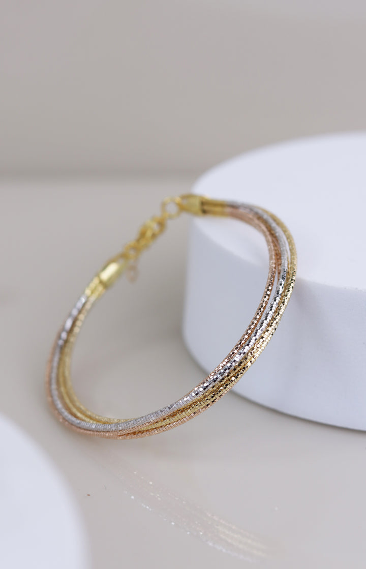 Harmony Triple-Tone 5 Layered 925 Sterling Silver Bracelet