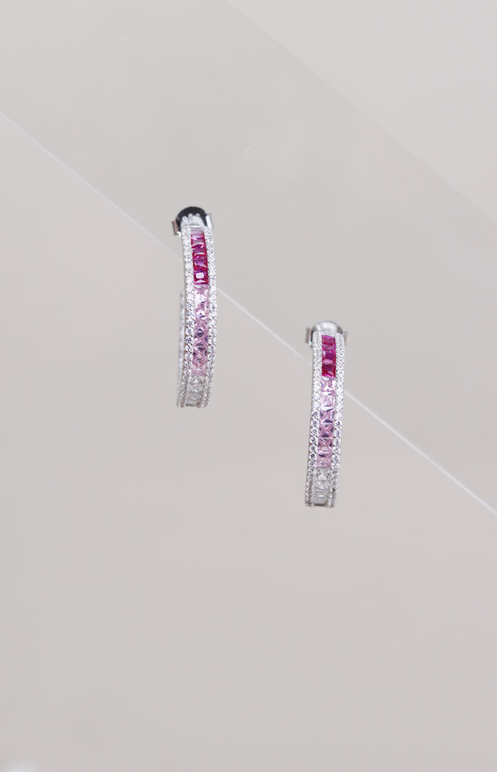Cz Half Round Trio 925 Sterling Silver Earrings