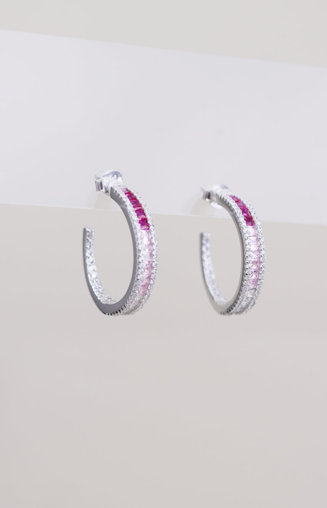 Cz Half Round Trio 925 Sterling Silver Earrings