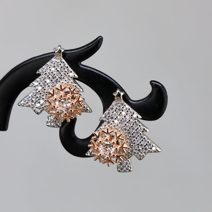 Cute 925 Sterling Silver Christmas Tress Women Earrings