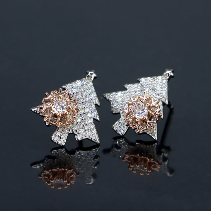 Cute 925 Sterling Silver Christmas Tress Women Earrings