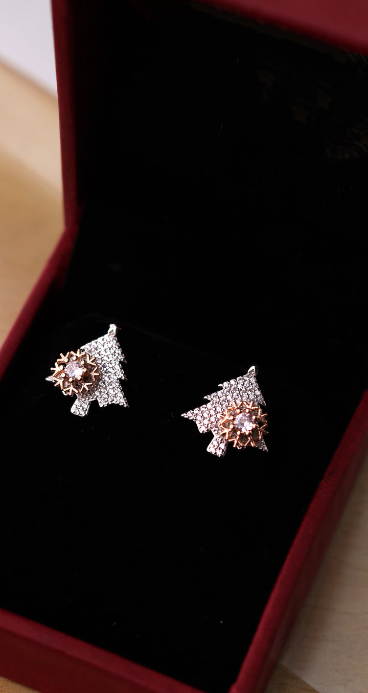 Cute 925 Sterling Silver Christmas Tress Women Earrings