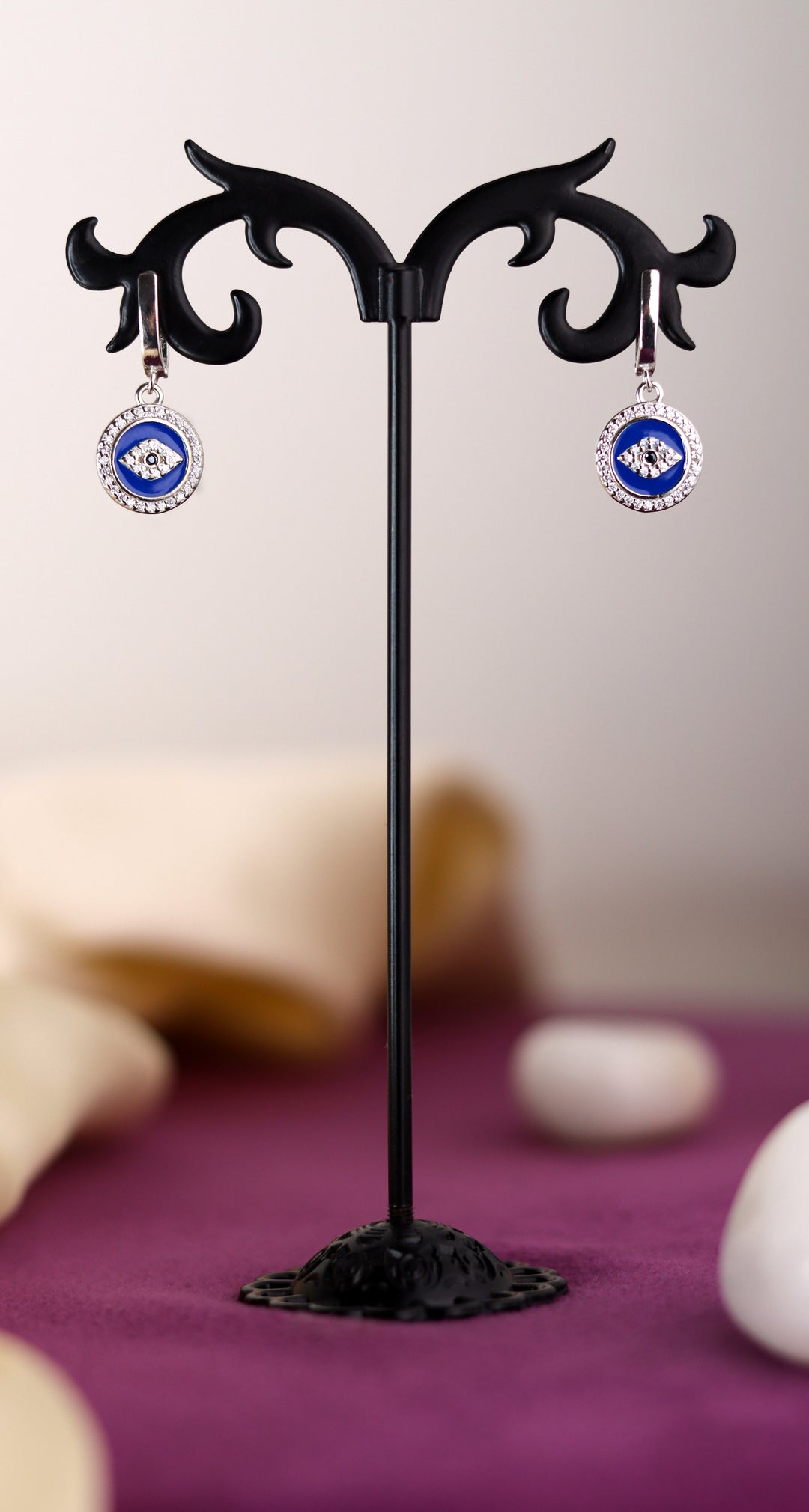 Protective Evil Eye 925 Sterling Silver Earrings