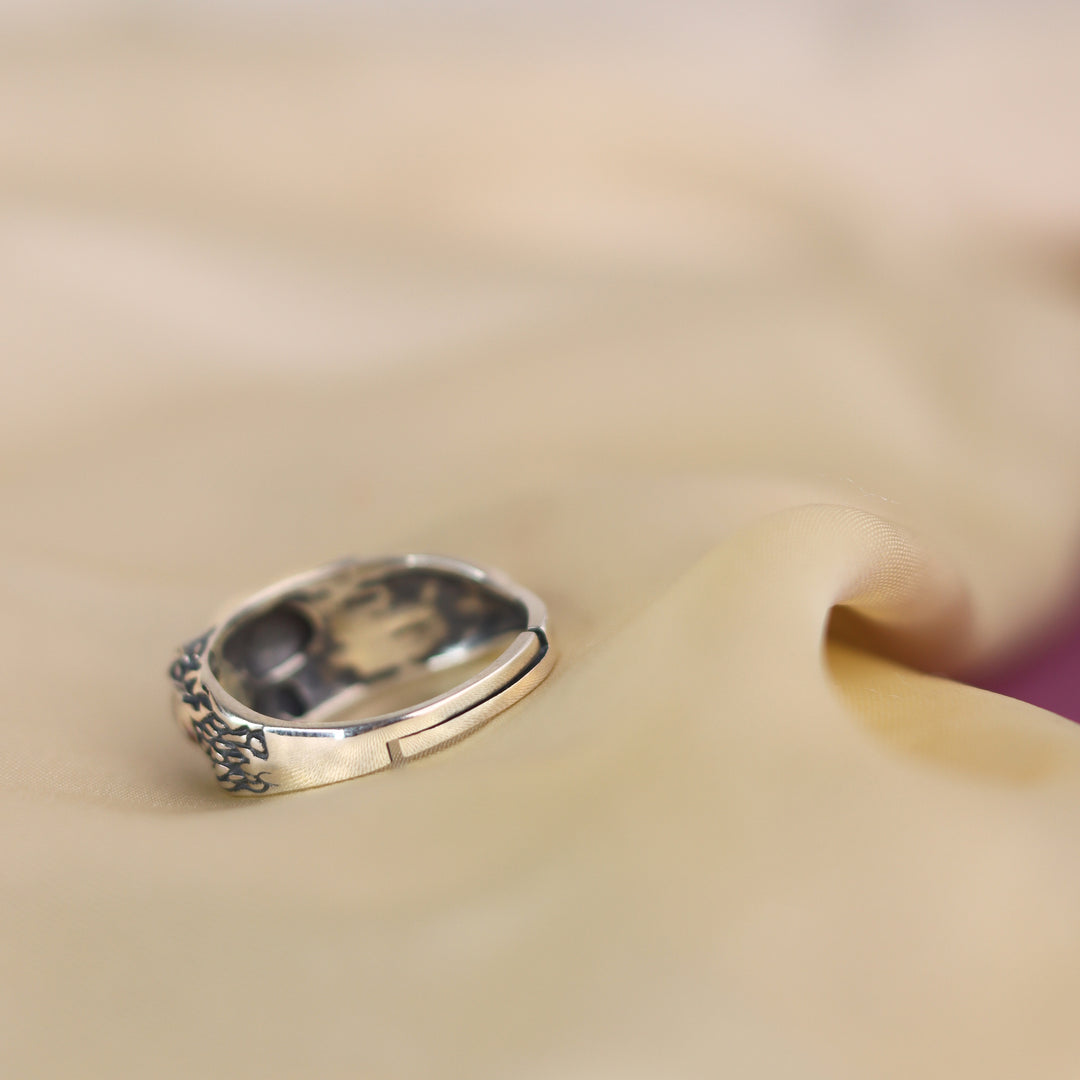 Adjustable Owl Men 925 Sterling Silver Ring