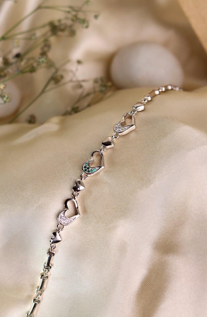 Heart Cz Women 925 Sterling Silver Bracelet