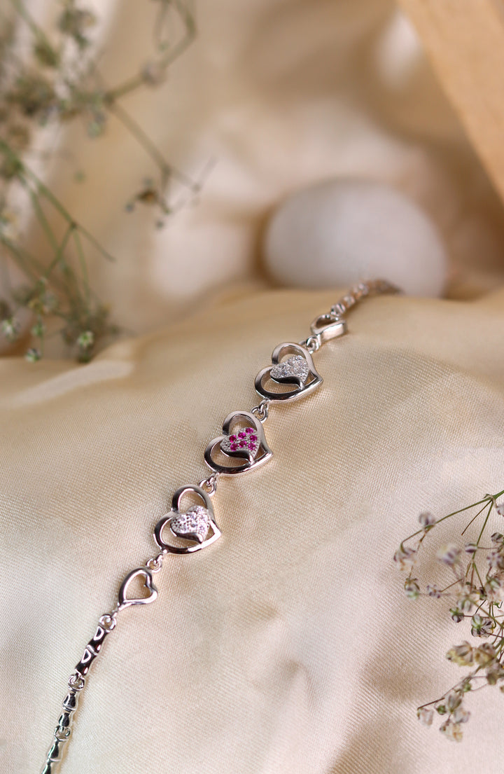 Timeless Heart Women 925 Sterling Silver Bracelet