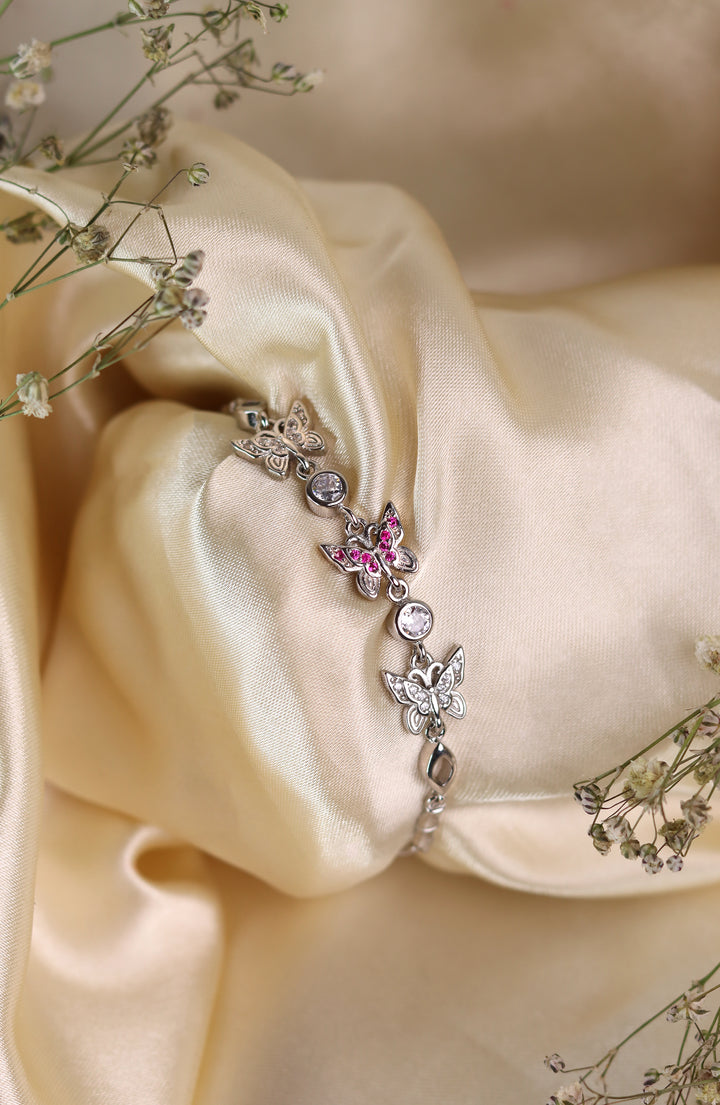 Whimsical Butterflies Adjustable Women 925 Sterling Silver Bracelet