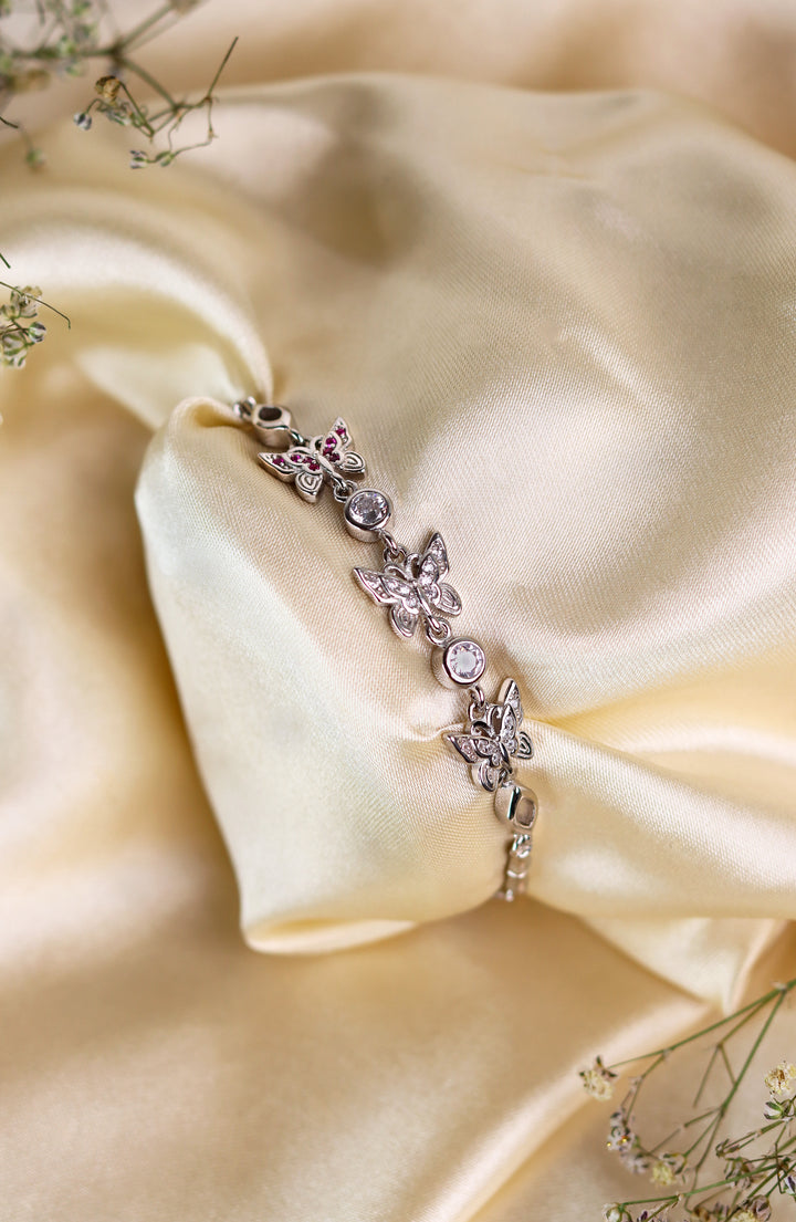 Fluttering Butterflies Adjustable Women 925 Sterling Silver Bracelet