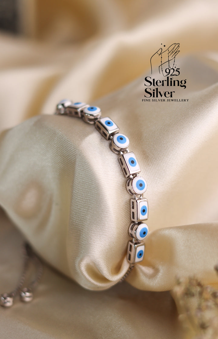 Evil Eye Adjustable 925 Sterling Silver Bracelet