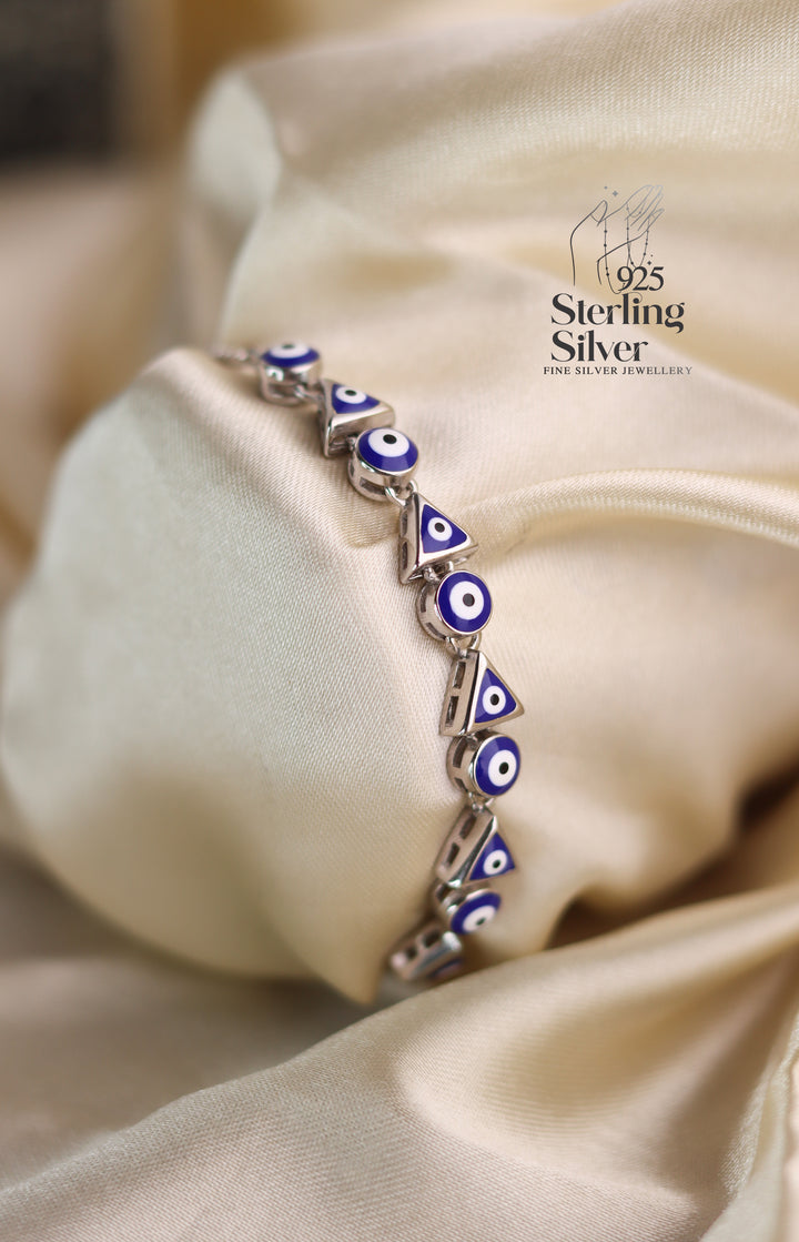 Evil Eye Adjustable 925 Sterling Silver Bracelet