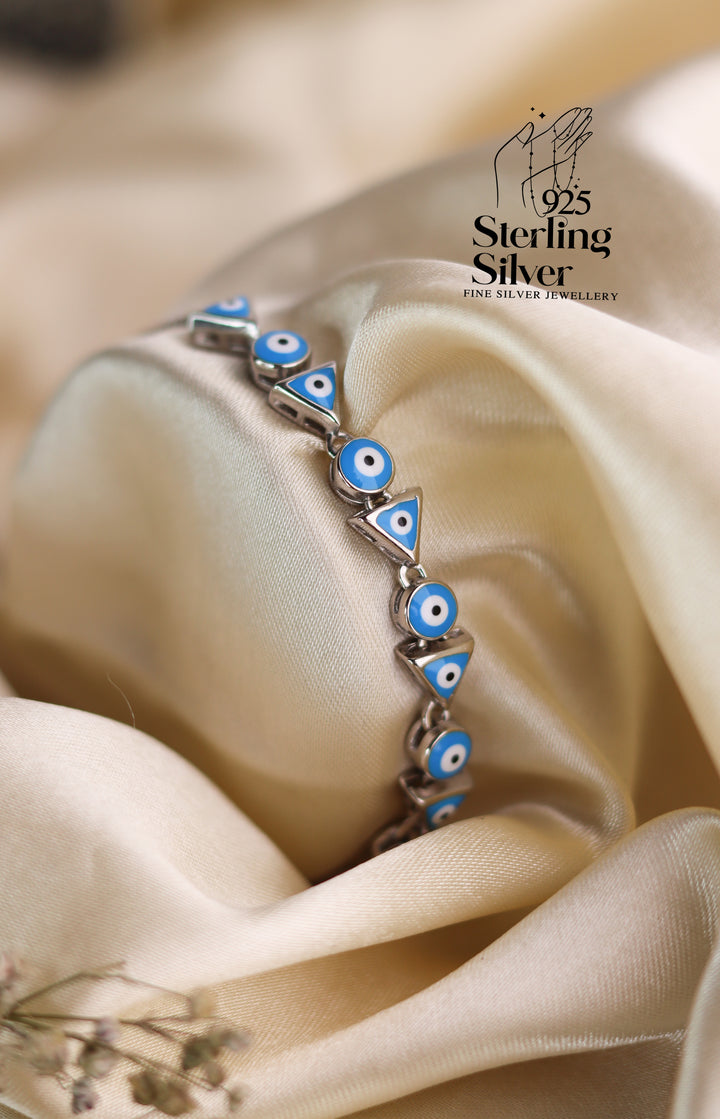 Evil Eye Adjustable 925 Sterling Silver Bracelet