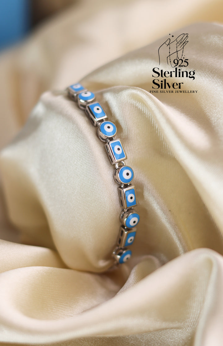 Evil Eye Adjustable 925 Sterling Silver Bracelet
