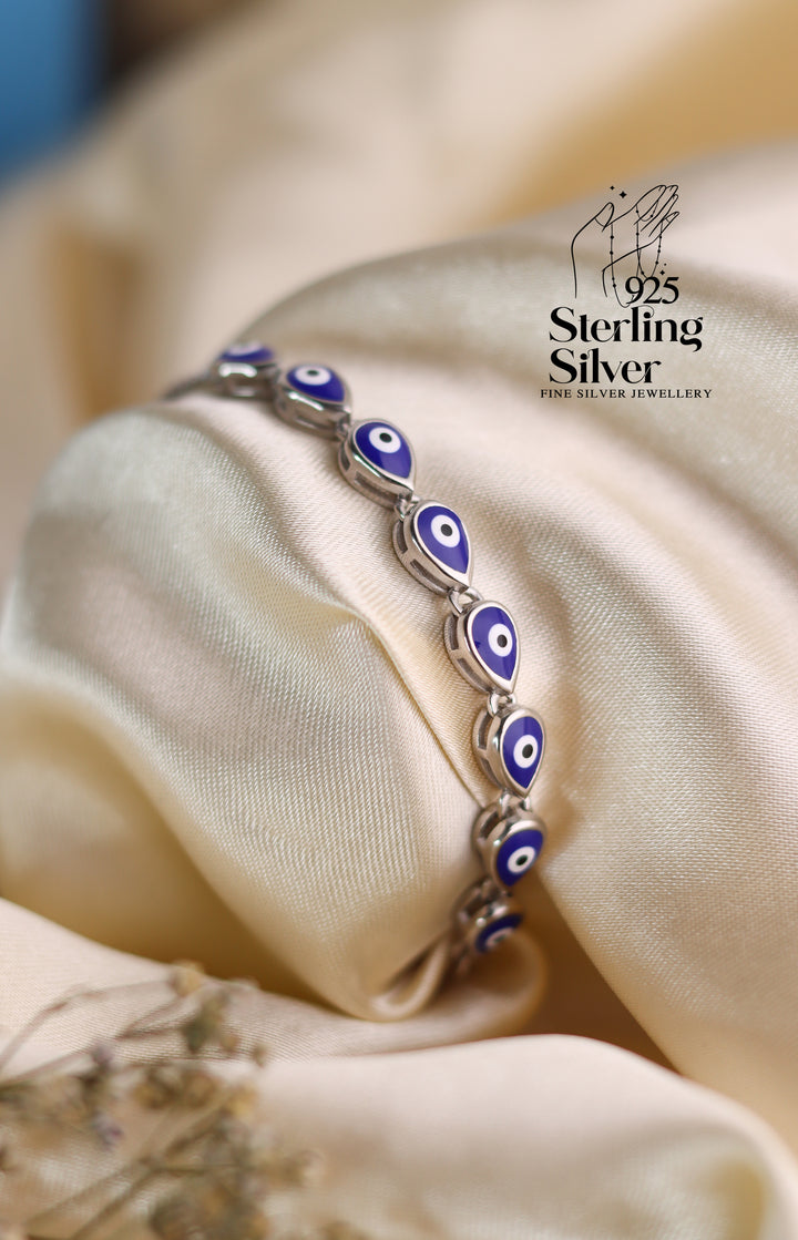 Evil Eye Adjustable 925 Sterling Silver Bracelet