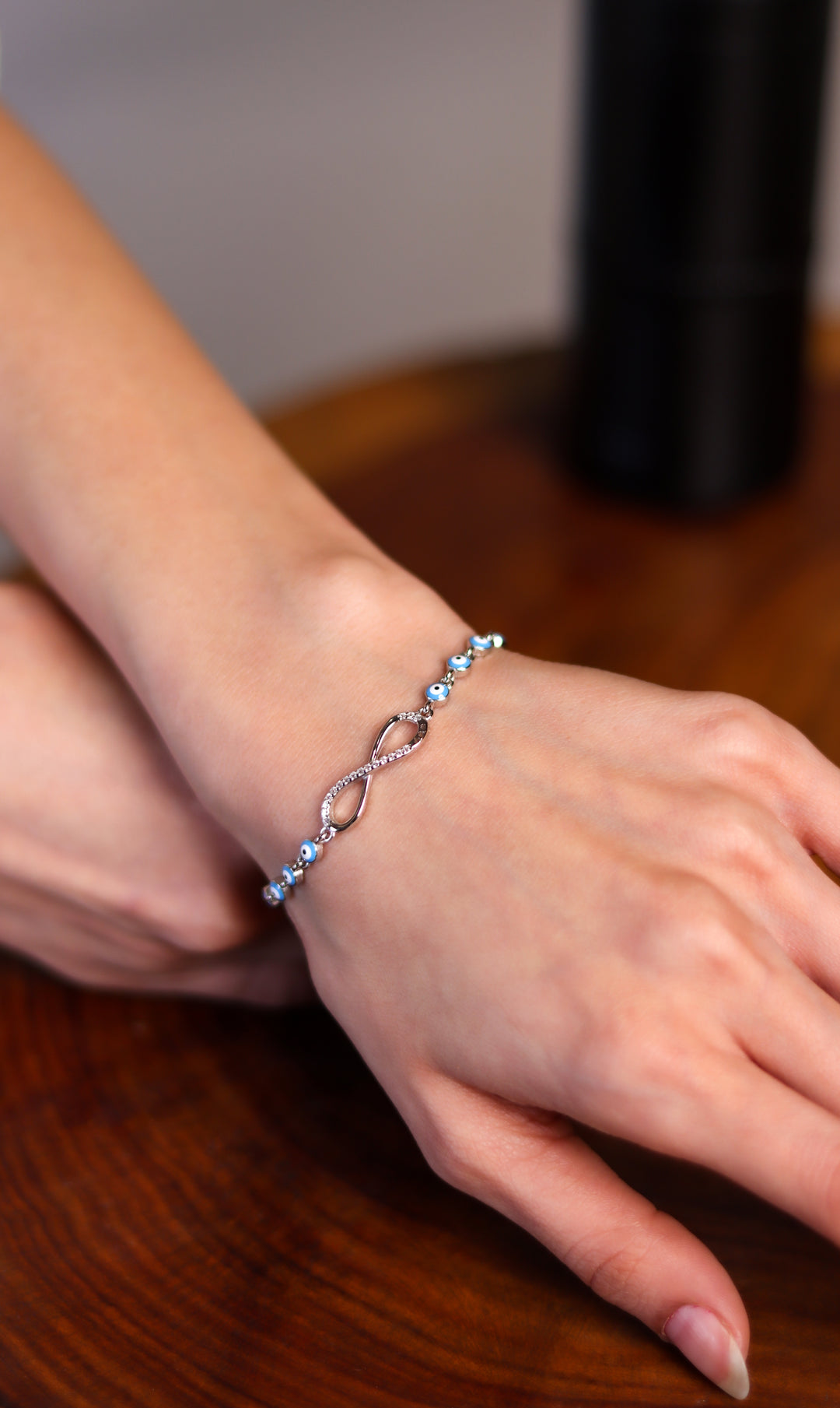 Infinity Evil Eye 925 Sterling Silver Adjustable Bracelet
