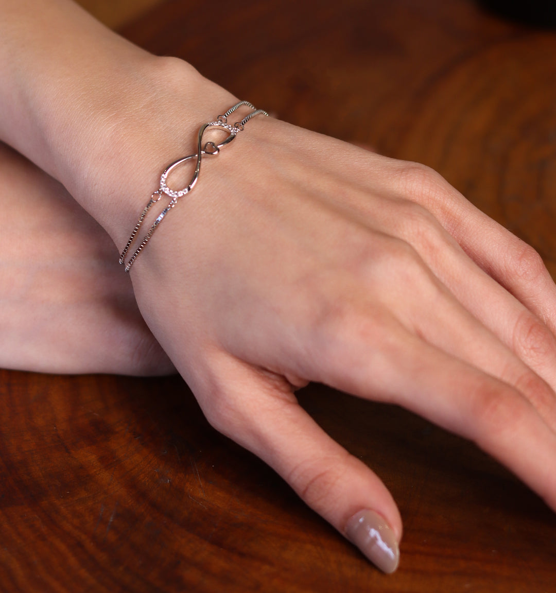 Infinity Heart Box Chain 925 Sterling Silver Bracelet