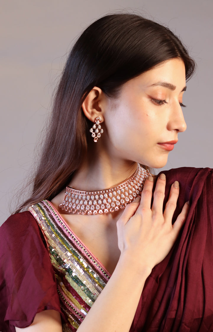 Exquisite 925 Sterling Silver Choker Necklace Set