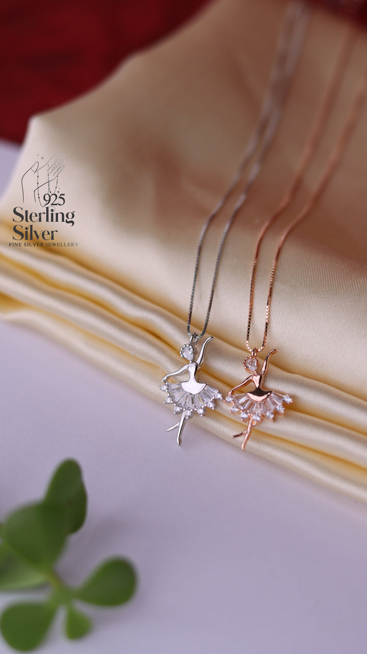 Dancing Girlie 925 Sterling Silver Chain Pendant