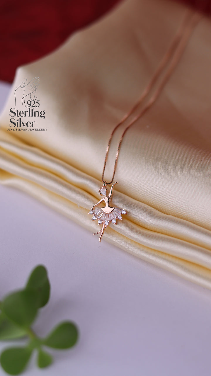 Dancing Girlie 925 Sterling Silver Chain Pendant