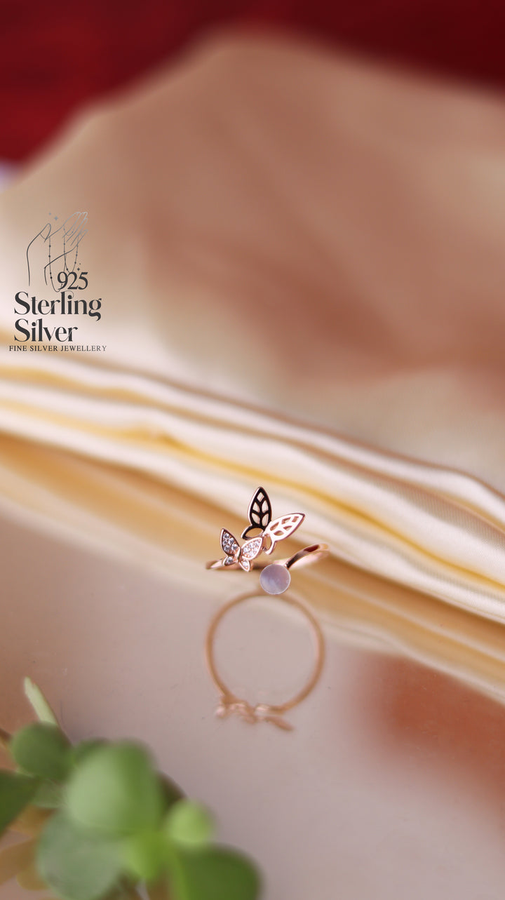 Sleek Butterflies 925 Sterling Silver Women Ring