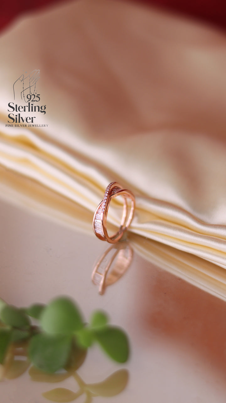 Band Style 925 Sterling Silver Women Rose Gold Ring