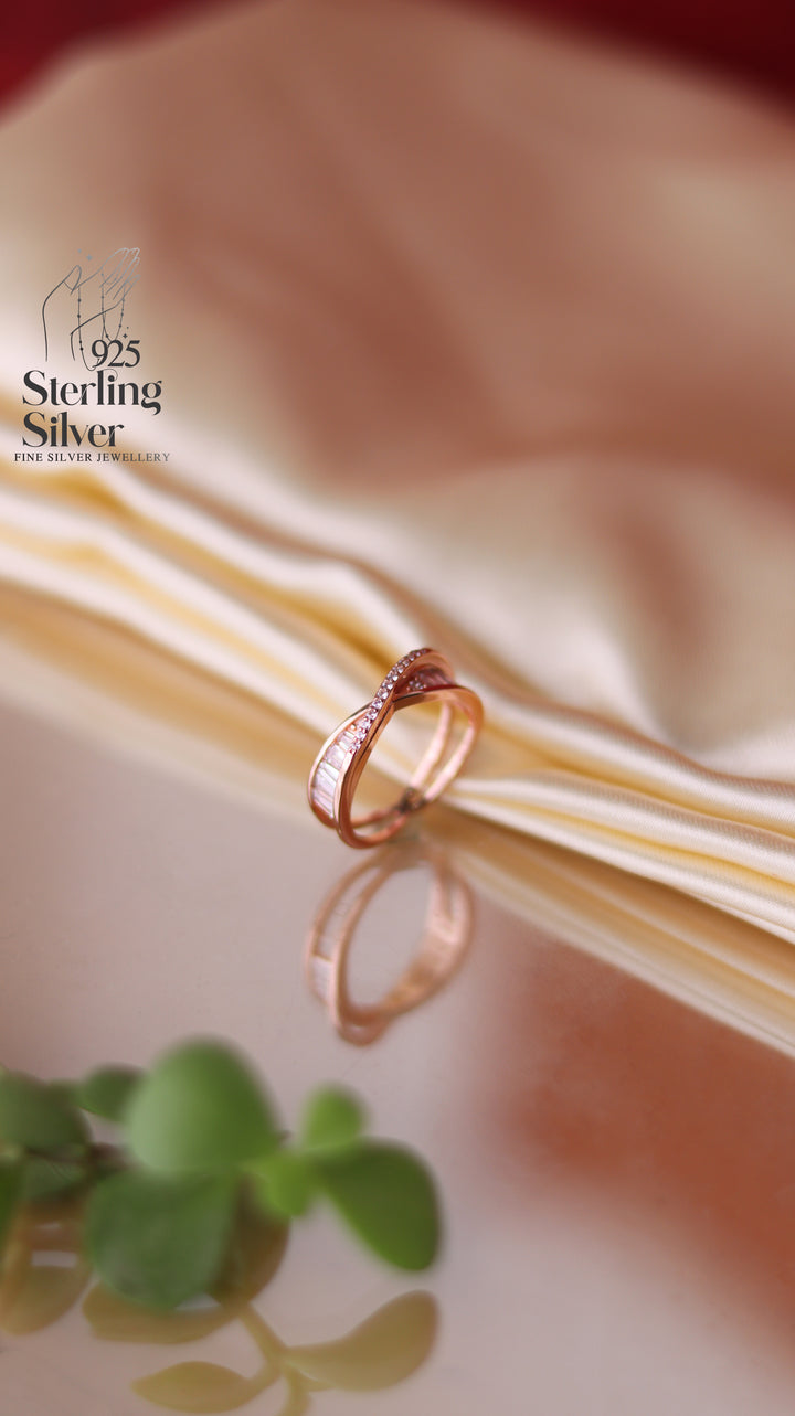 Band Style 925 Sterling Silver Women Rose Gold Ring