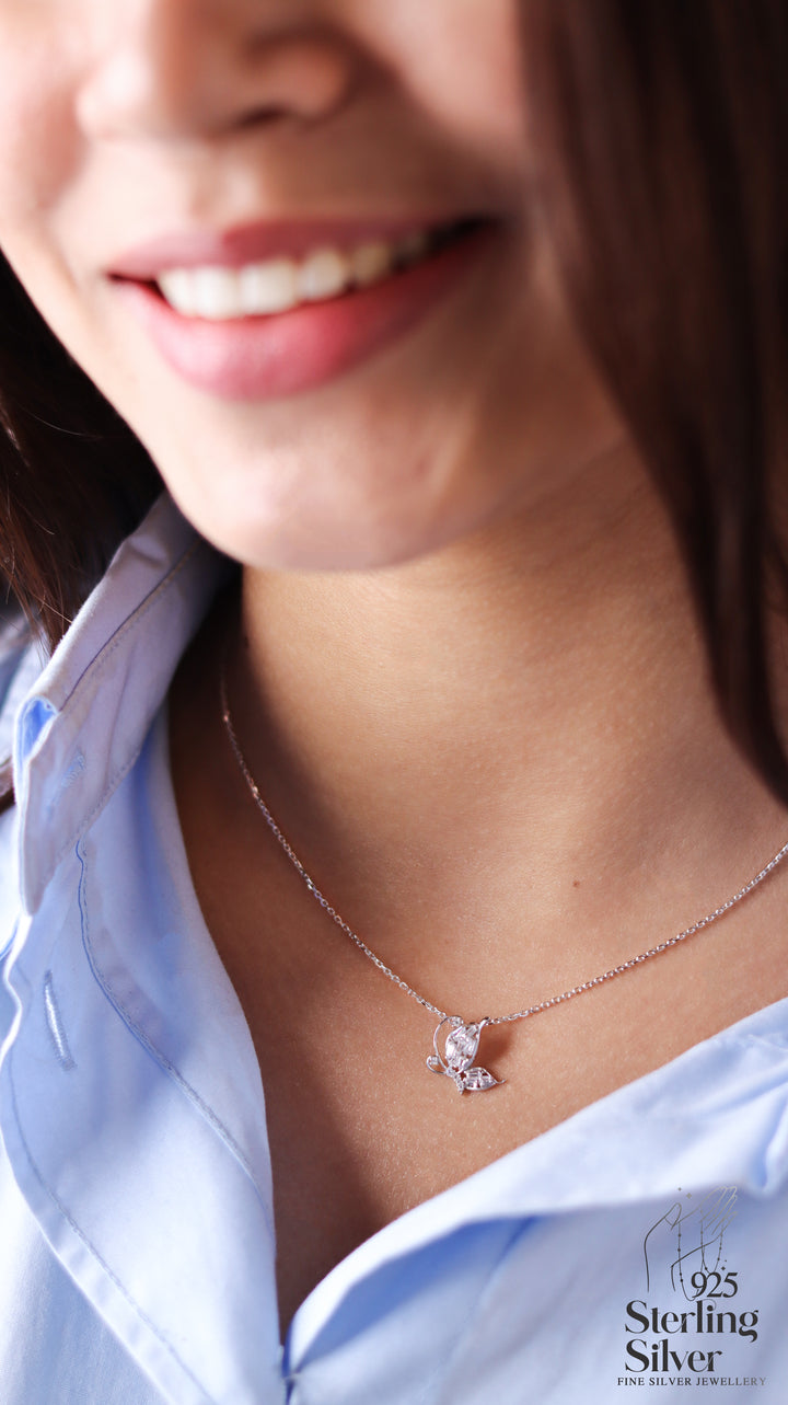 Butterfly 925 Sterling Silver Chain Pendant