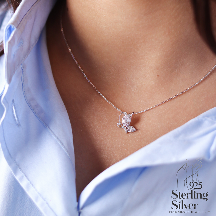 Butterfly 925 Sterling Silver Chain Pendant