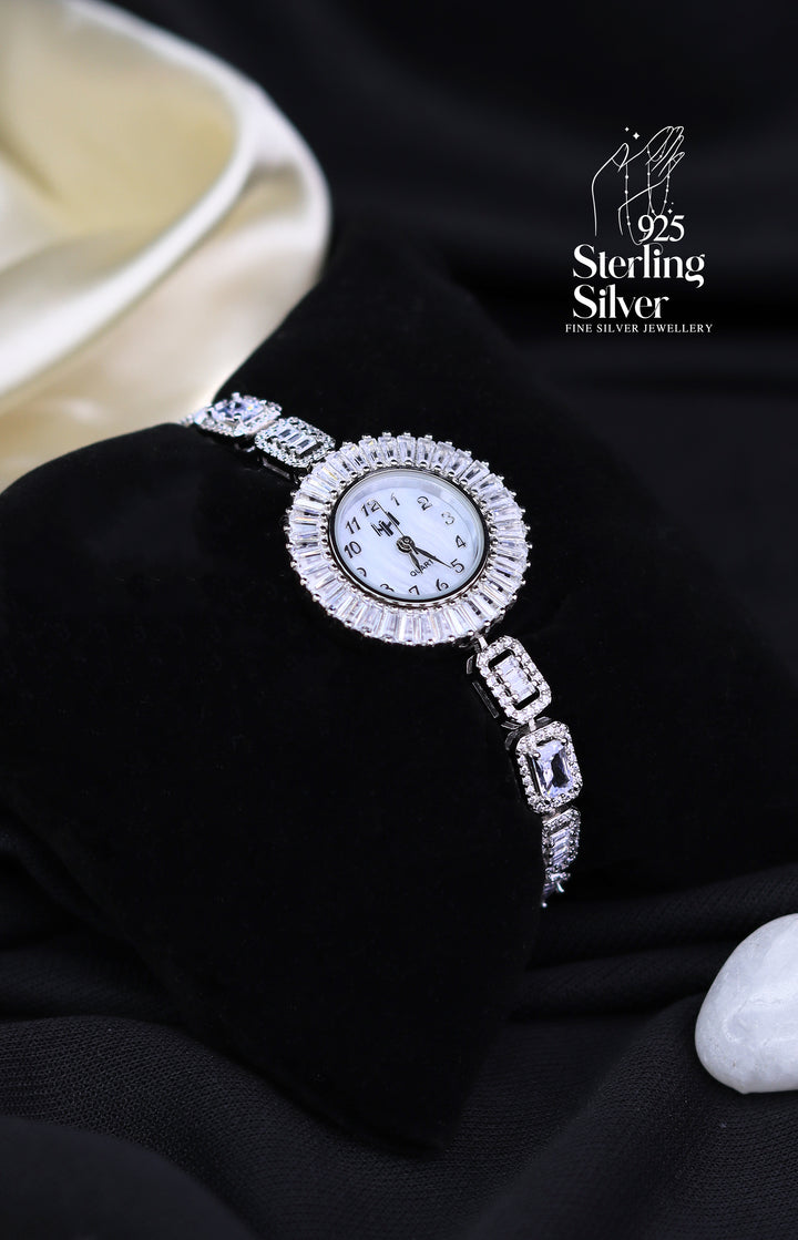Eternal White Stones 925 Sterling Silver Women's Watch
