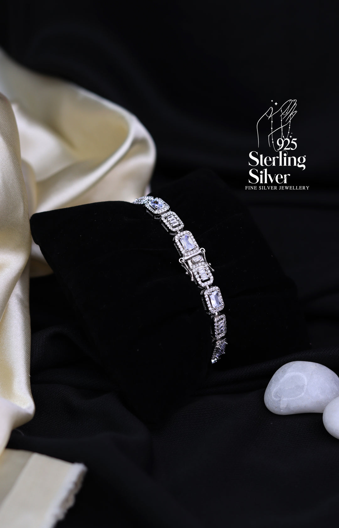 Eternal White Stones 925 Sterling Silver Women's Watch