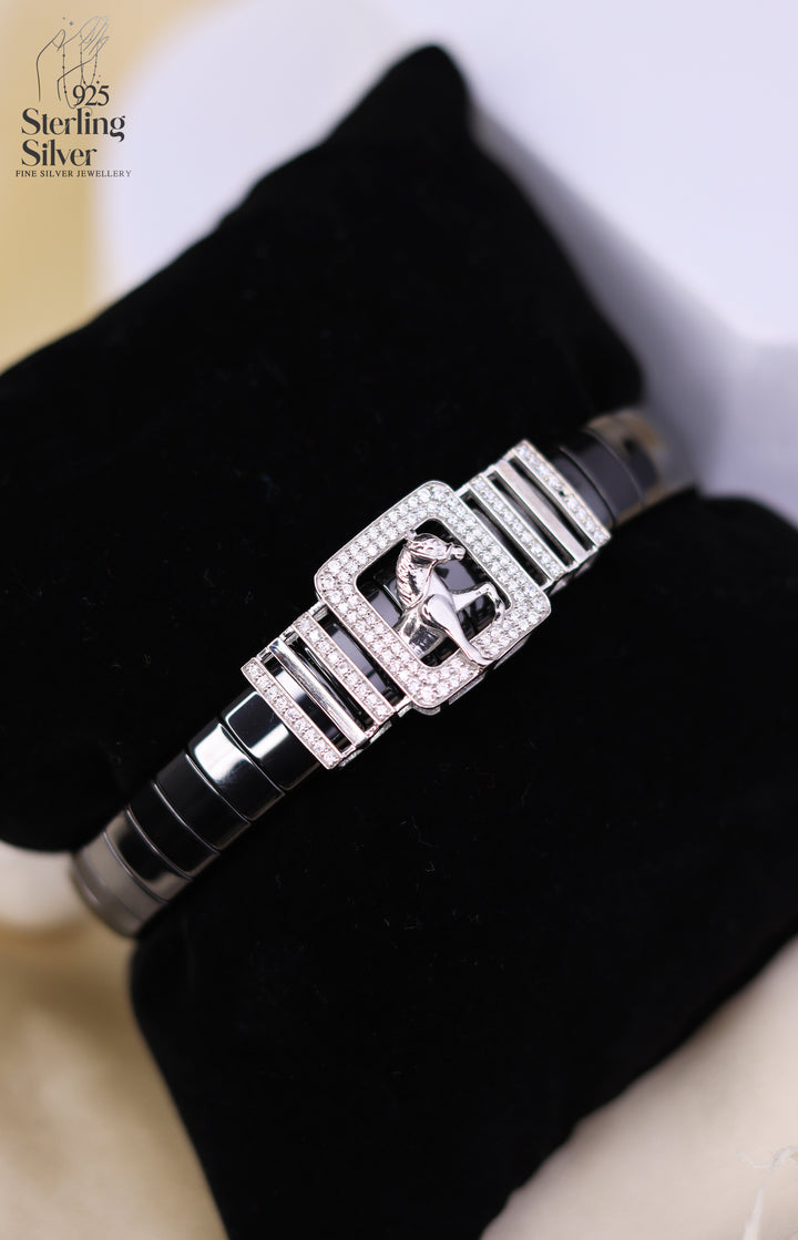 Horse 925 Sterling Silver Ceramic Bracelet