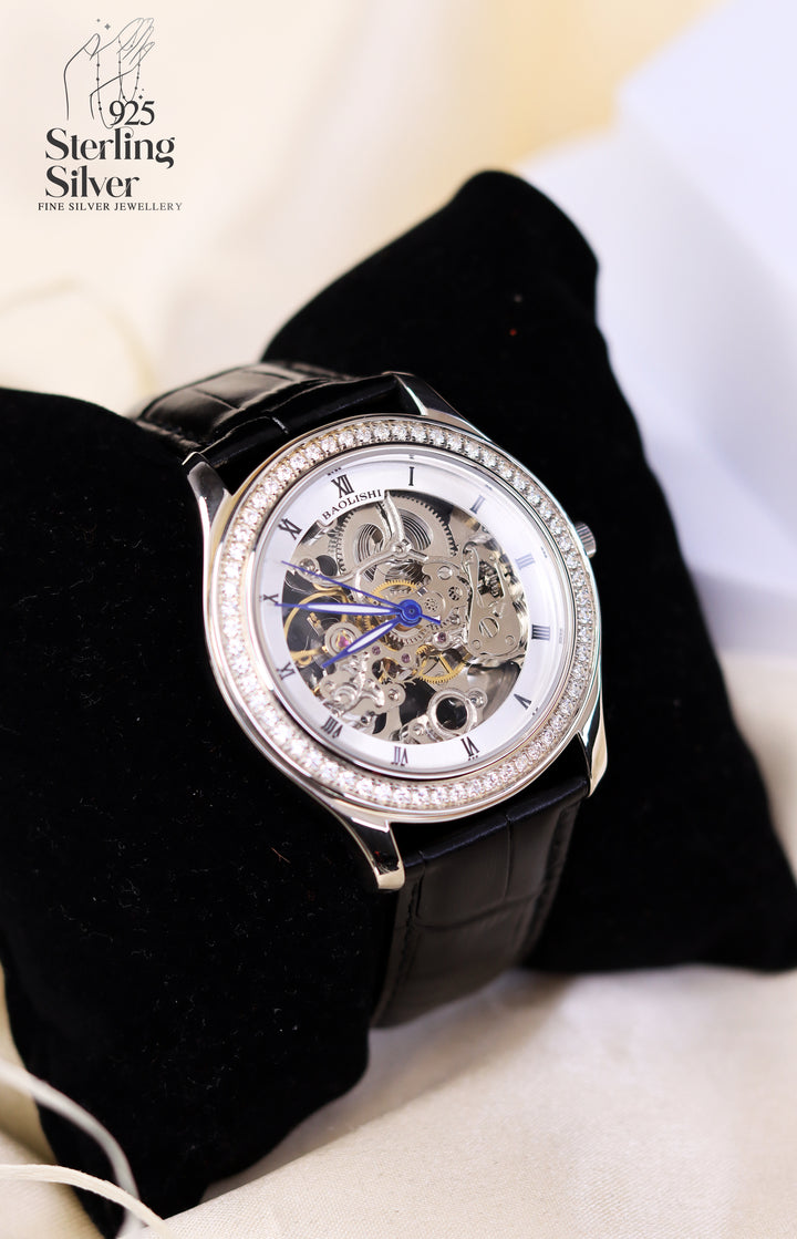 Reflective 925 Sterling Silver Automatic Watch