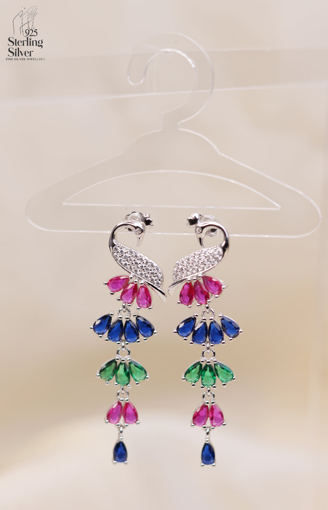 Feathered Peacock 925 Sterling Silver Earrings