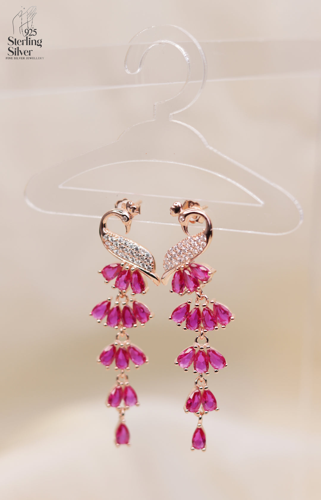 Magnificent Peacock 925 Sterling Silver Earrings