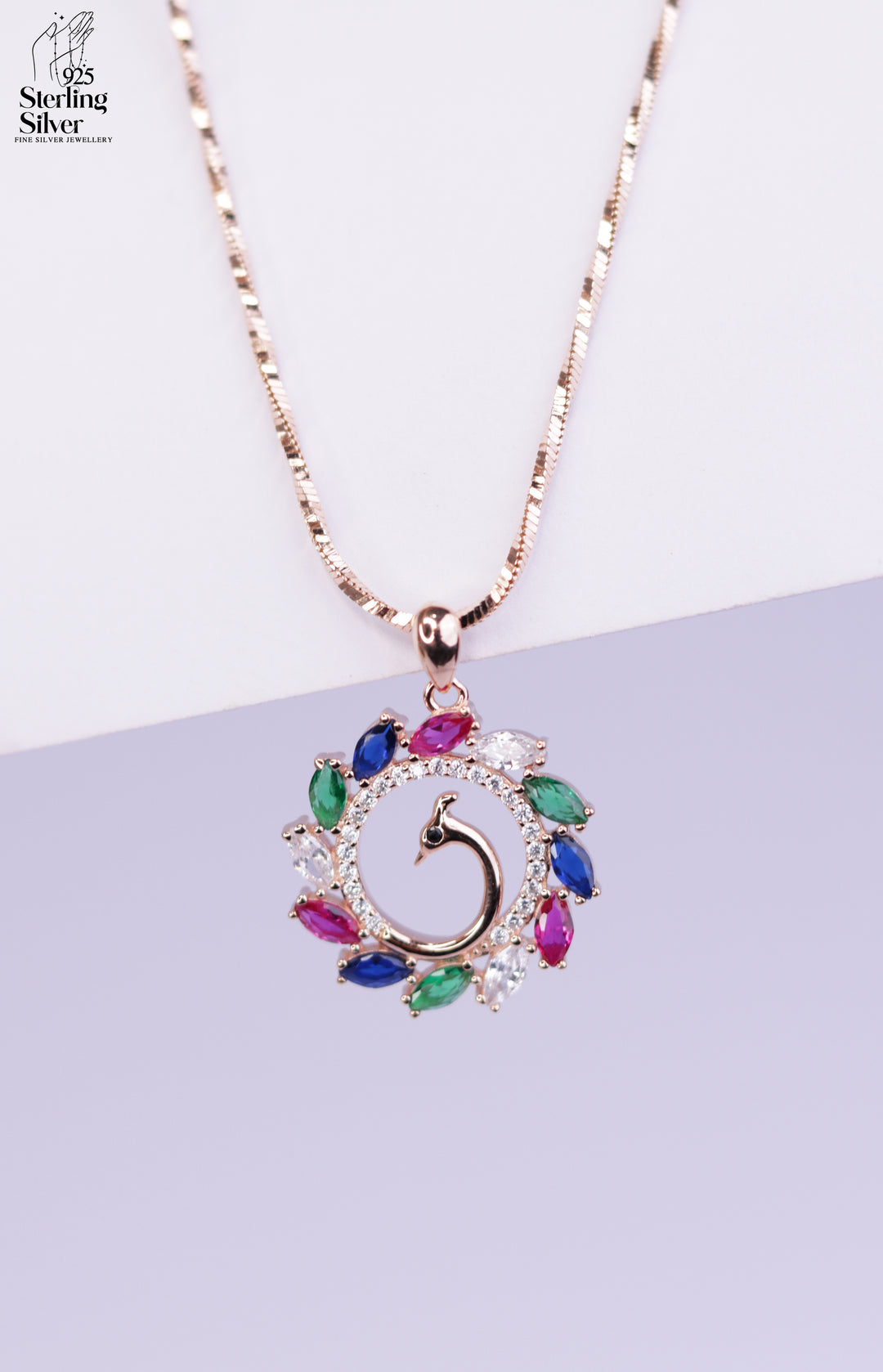 Magnificent Peacock 925 Sterling Silver Necklace Set